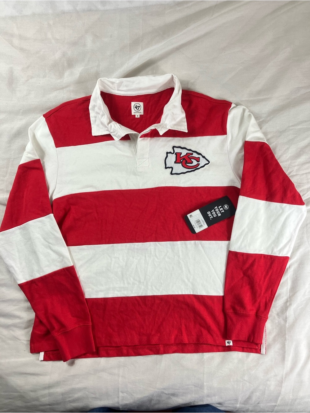 47 NFL Red & White Kansas City Chiefs Rugby Polo